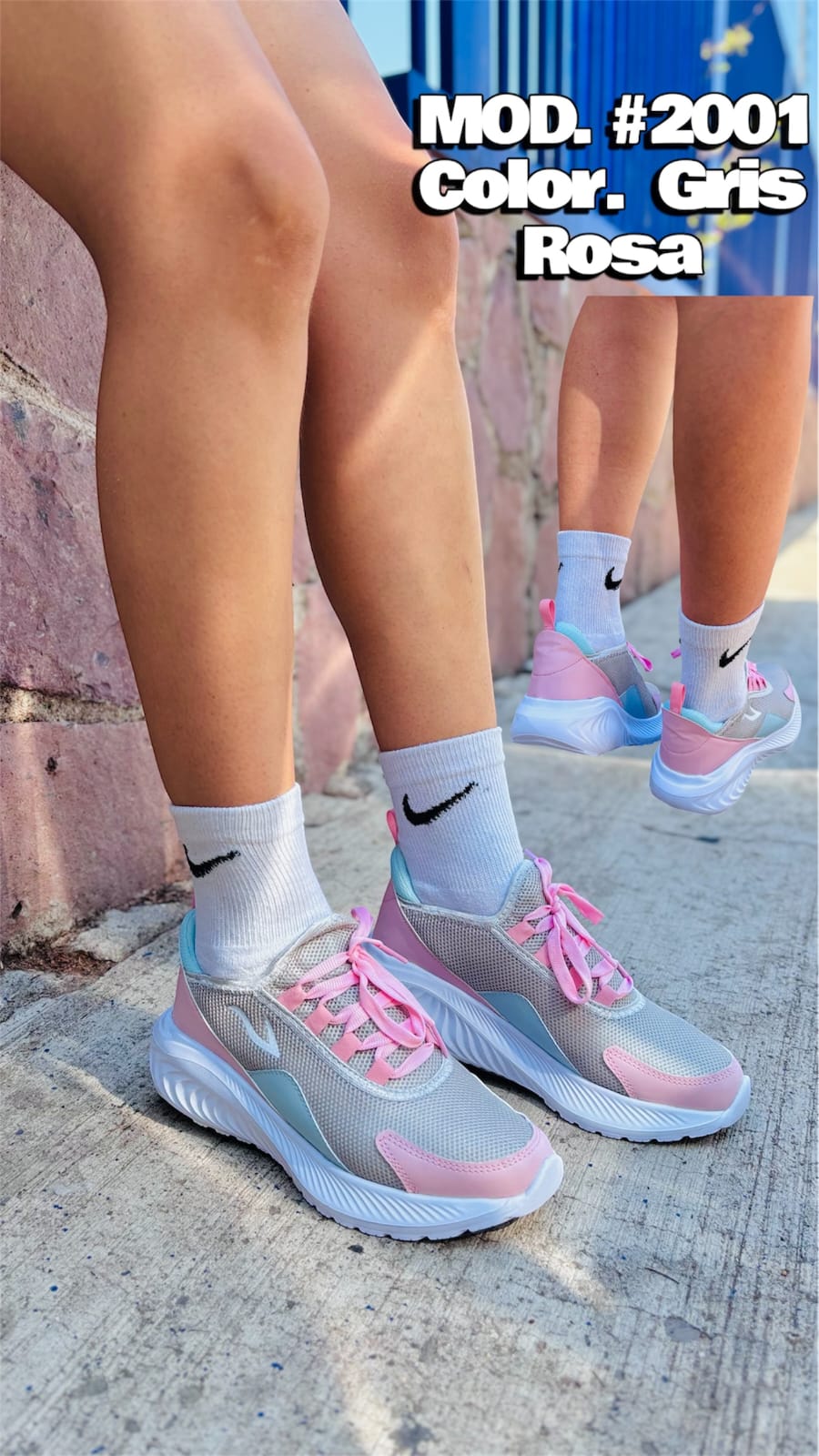 TENIS 2001 GRIS/ROSA 